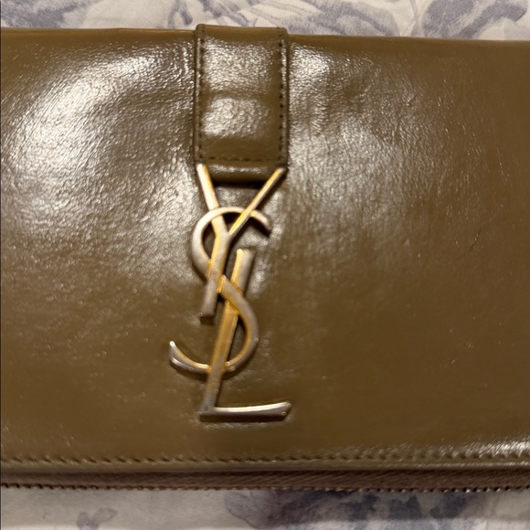 Yves Saint Laurent Khaki Leather Wallet - Picture 10 of 10